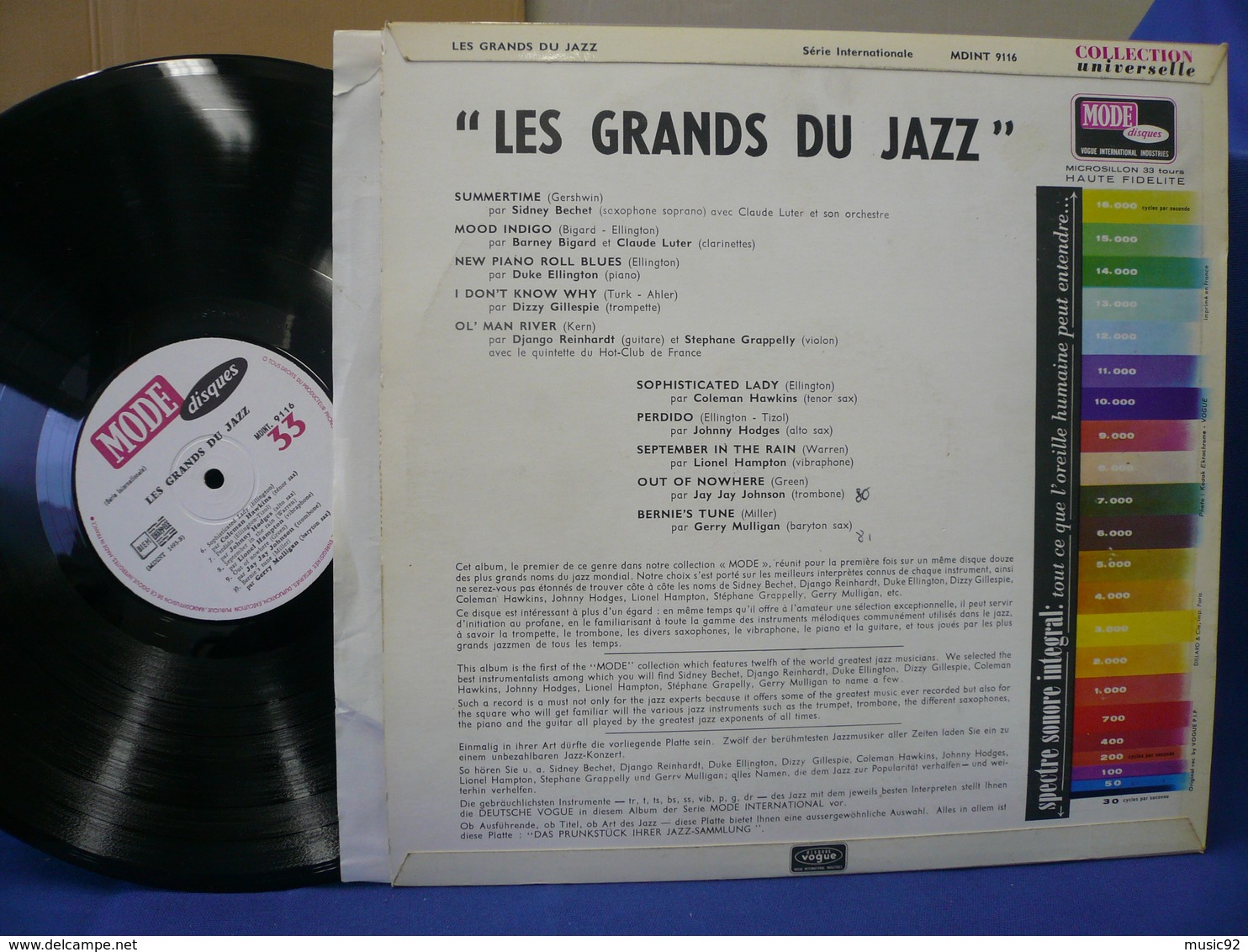 Les Grands Du Jazz 33t Vinyle MDINT 9.116 "Bechet / Reinhardt / Ellington ..Etc.... - Jazz