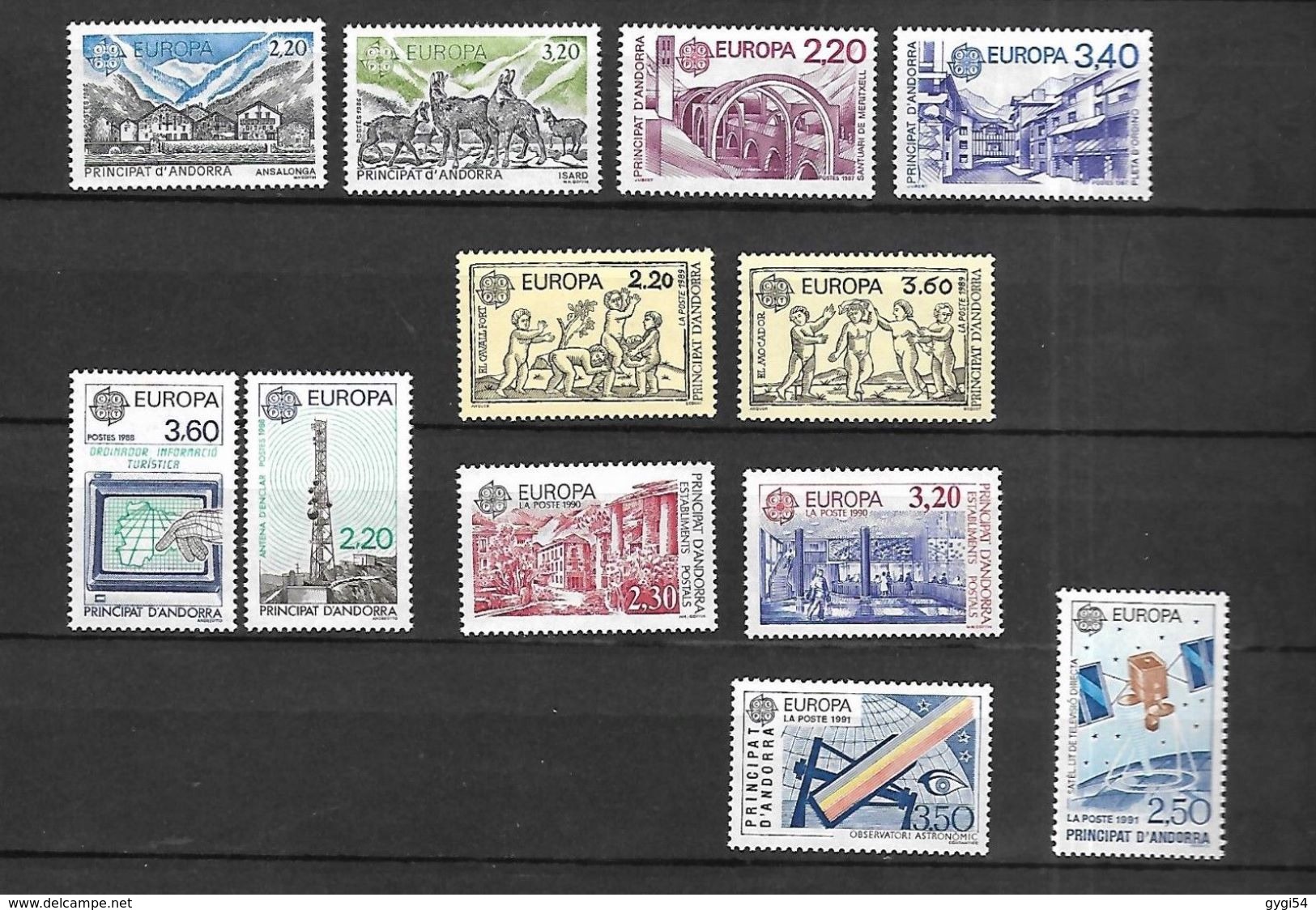 Andorre Français      Europa     1986,1987,88, 89, 90, 91,  Cat Yt N°   LOT  N**  MNH - Collections