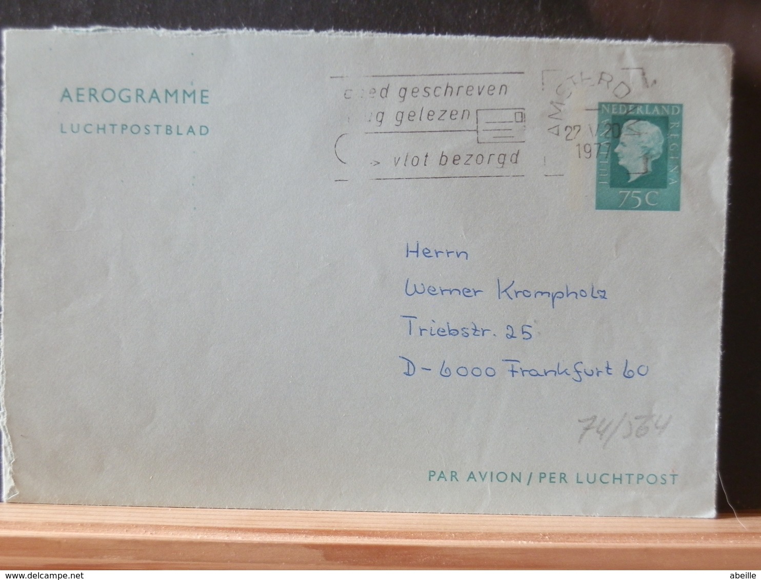 74/564   AEROGRAMME   NED.  1977 - Postal Stationery