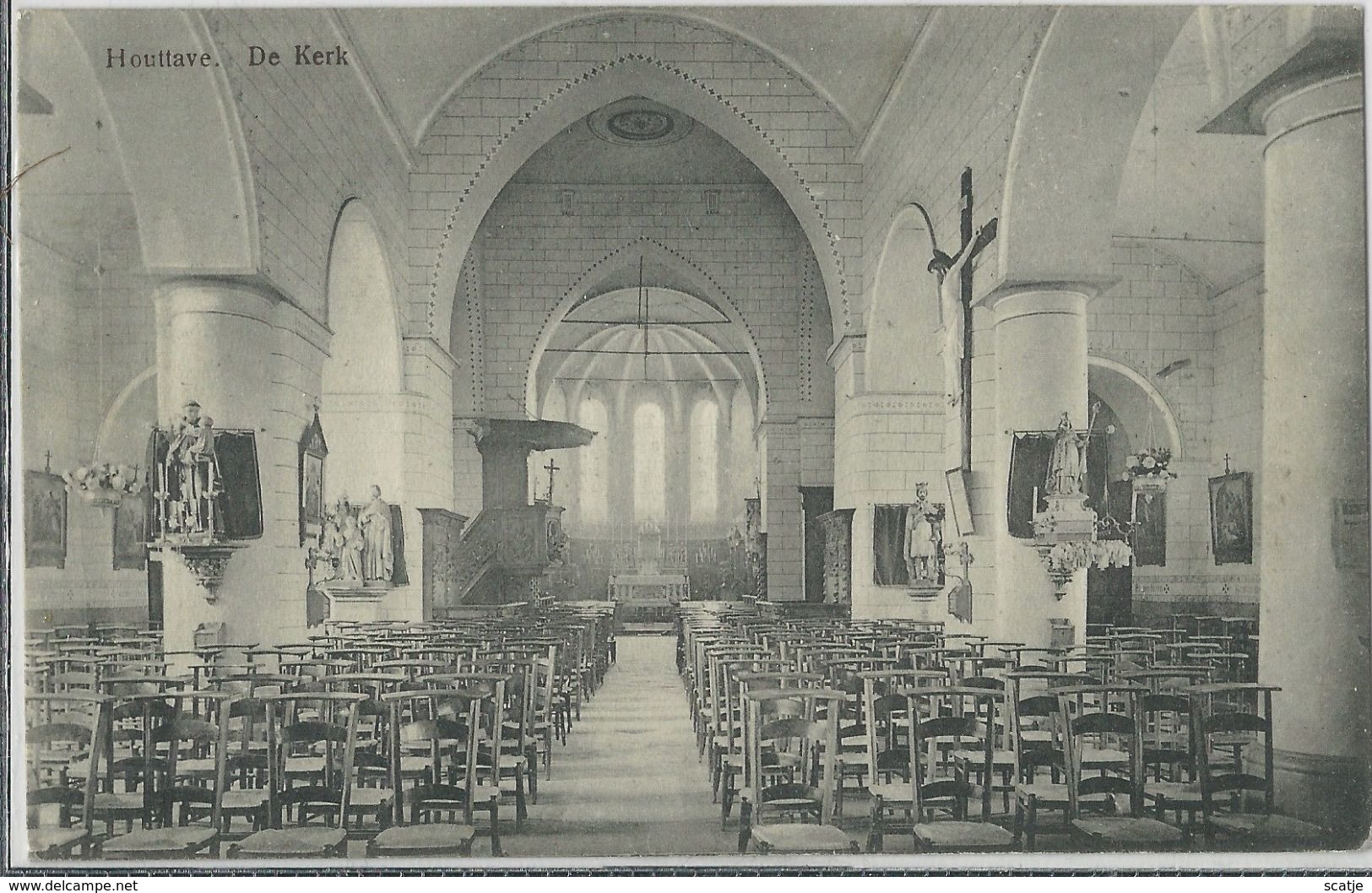 Houttave.   -    De Kerk   -   1914   Naar  Menen - Zuienkerke
