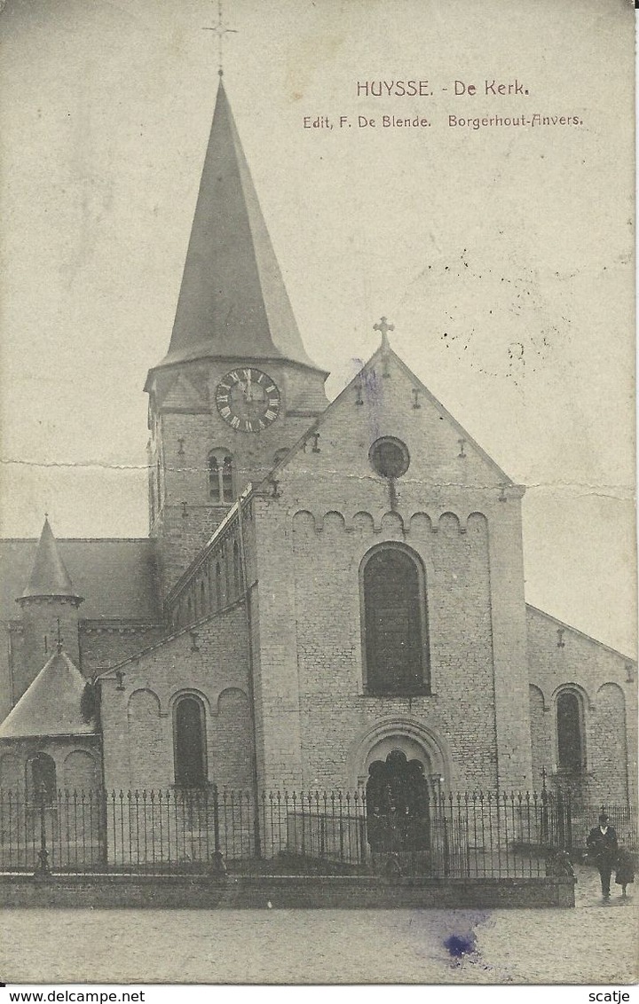 Huysse.  -   De Kerk   -   (kaart Met Plooi)  1909 Naar  Bruges - Zingem
