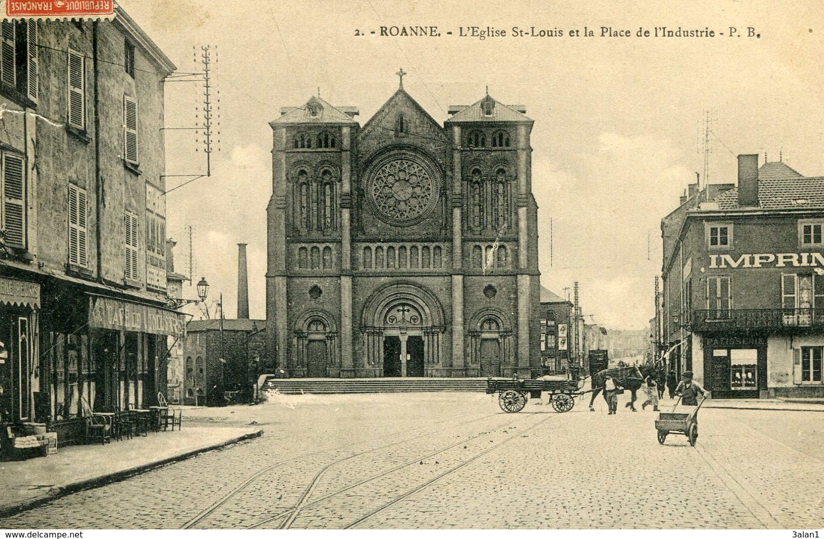 ROANNE = L' Eglise St Louis Et La Place De L'Industrie - Roanne