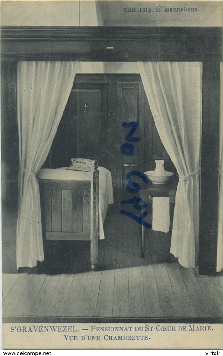 Schilde 's Gravenwezel. Pensionnat Du Saint Coeur De Marie.  Vue D'une Chambrette    (  1910 Met Zegel ) - Schilde