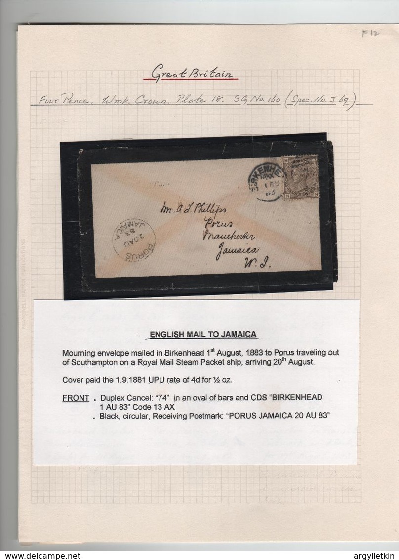 GREAT BRITAIN JAMAICA 1883 PORUS BIRKENHEAD - Stamped Stationery, Airletters & Aerogrammes