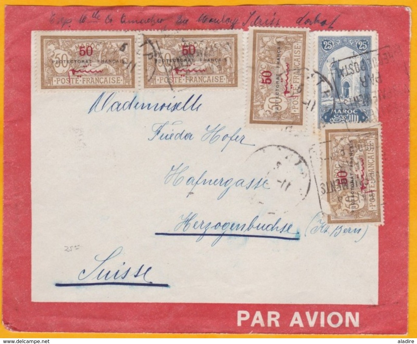 1926 - Maroc Précurseur Avion - Enveloppe De Rabat Vers Herzogenbuchse, Suisse - Aéropostale - Daguin - Lettres & Documents