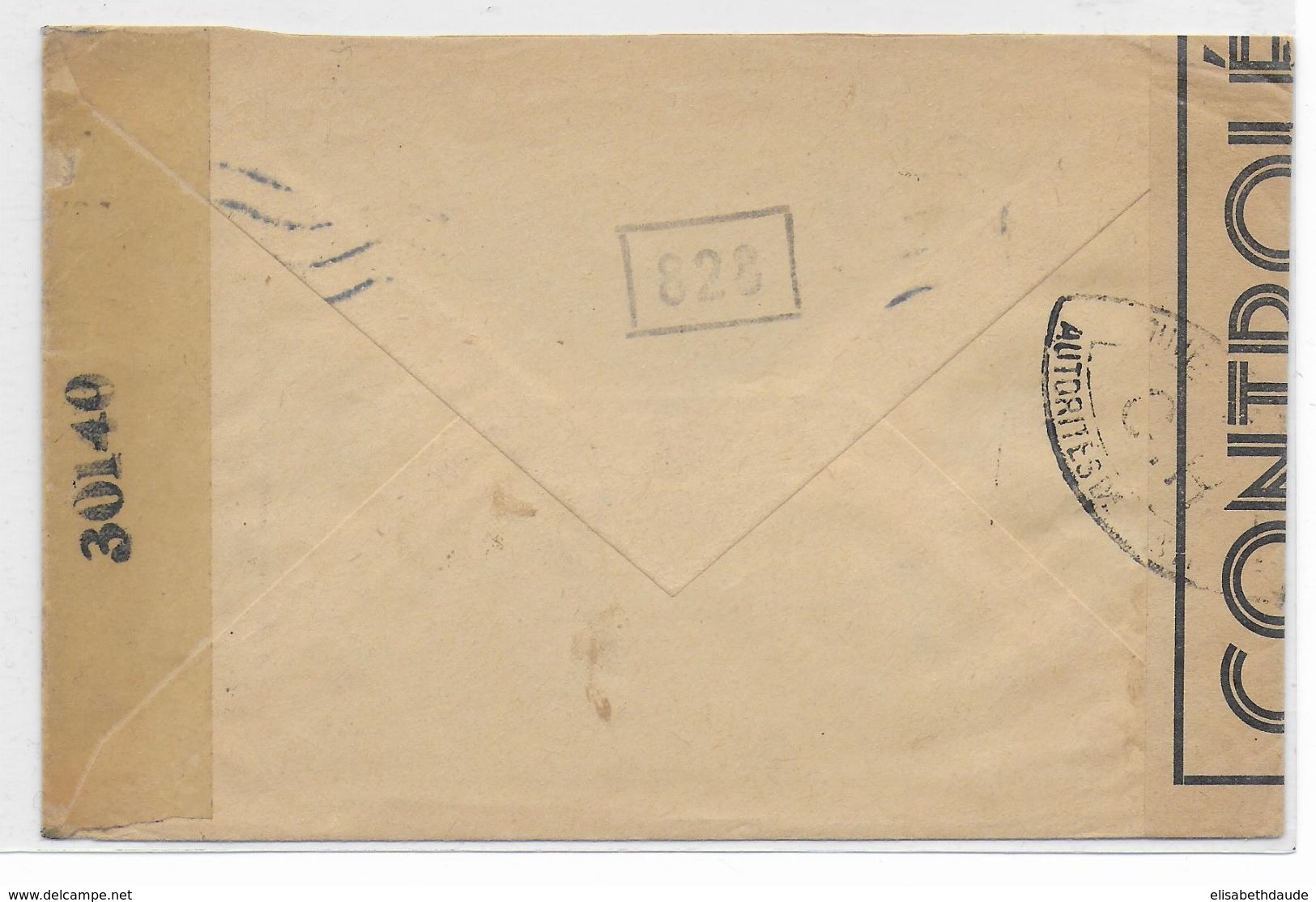 1944 - ENVELOPPE Avec DOUBLE CENSURE De PARIS => NEW YORK (USA) - IRIS - 1939-44 Iris