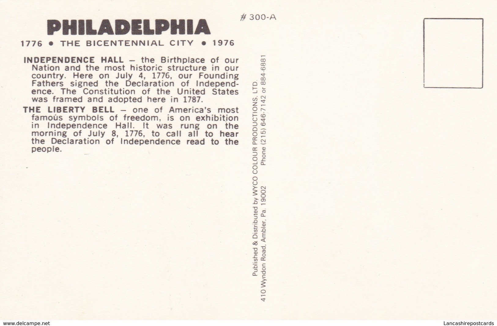 Postcard Philadelphia Independence Hall And The Liberty Bell My Ref  B11856 - Philadelphia