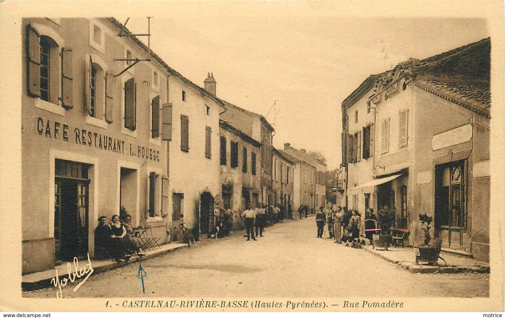 CASTELNAU RIVIERE BASSE - Rue Pomadère.(café Restaurant L.Boubée). - Castelnau Riviere Basse