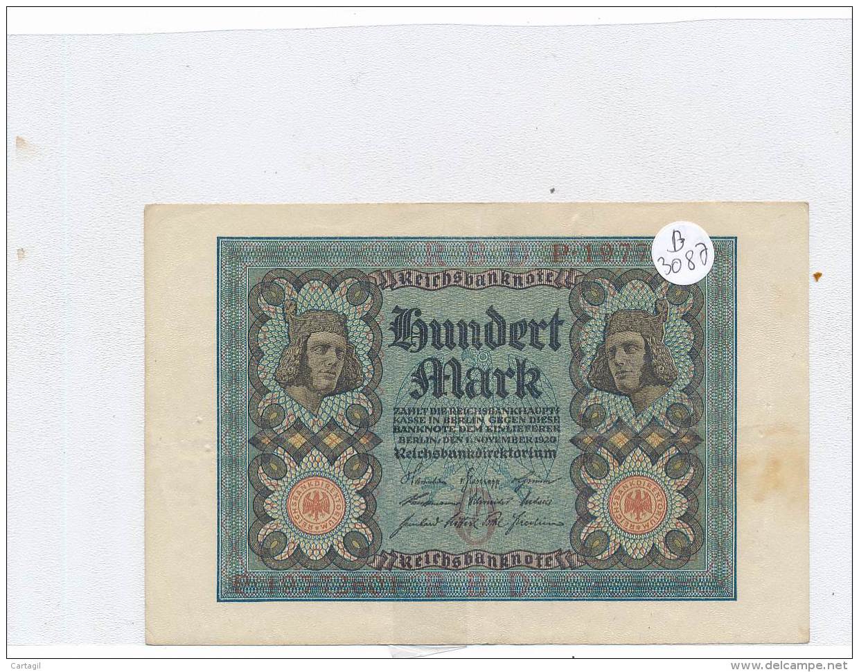 Billets -B3087 - Allemagne - 100 Mark 1920 (type, Nature, Valeur, état... Voir  Double Scan) - 100 Mark