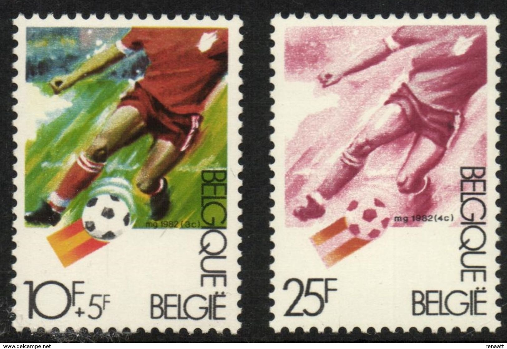 Belgium 1982 Mi. 2093 2097 MNH, Sports Soccer Player, Football, Fussball, Voetballen - Unused Stamps