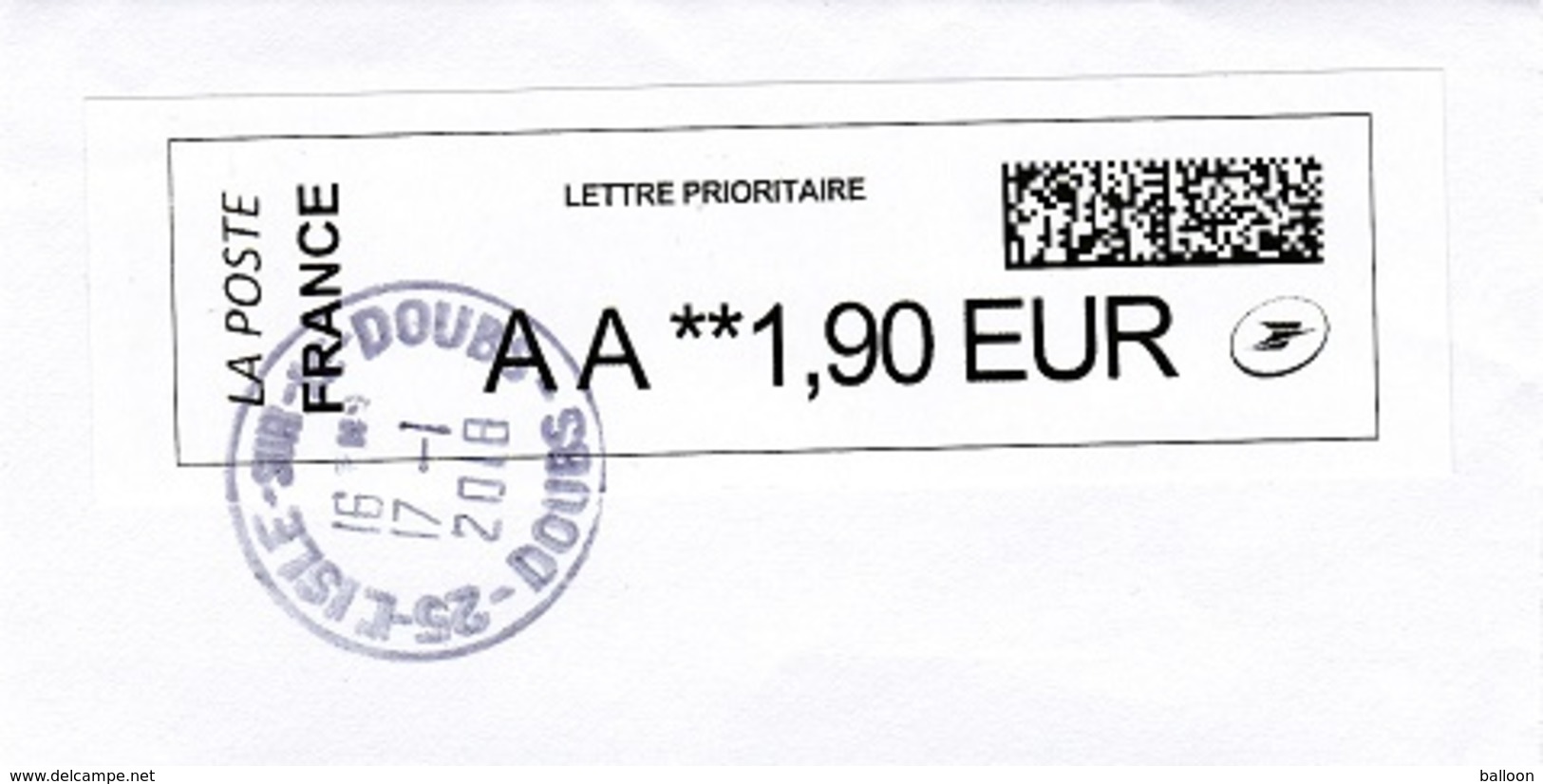 Nouvelle Vignette D'affranchissement (IEV) - AA 1.90 Euro - L'ISLE SUR LE DOUBS 25 - Autres & Non Classés