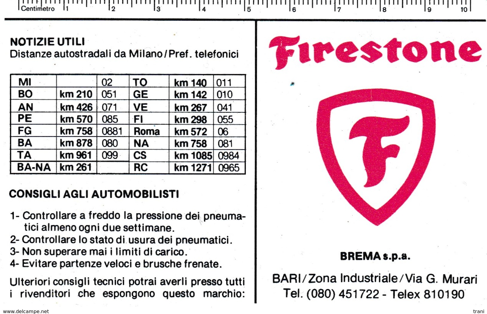 CALENDARIO TASCABILE - FIRESTONE - Anno 1982 - Petit Format : 1981-90