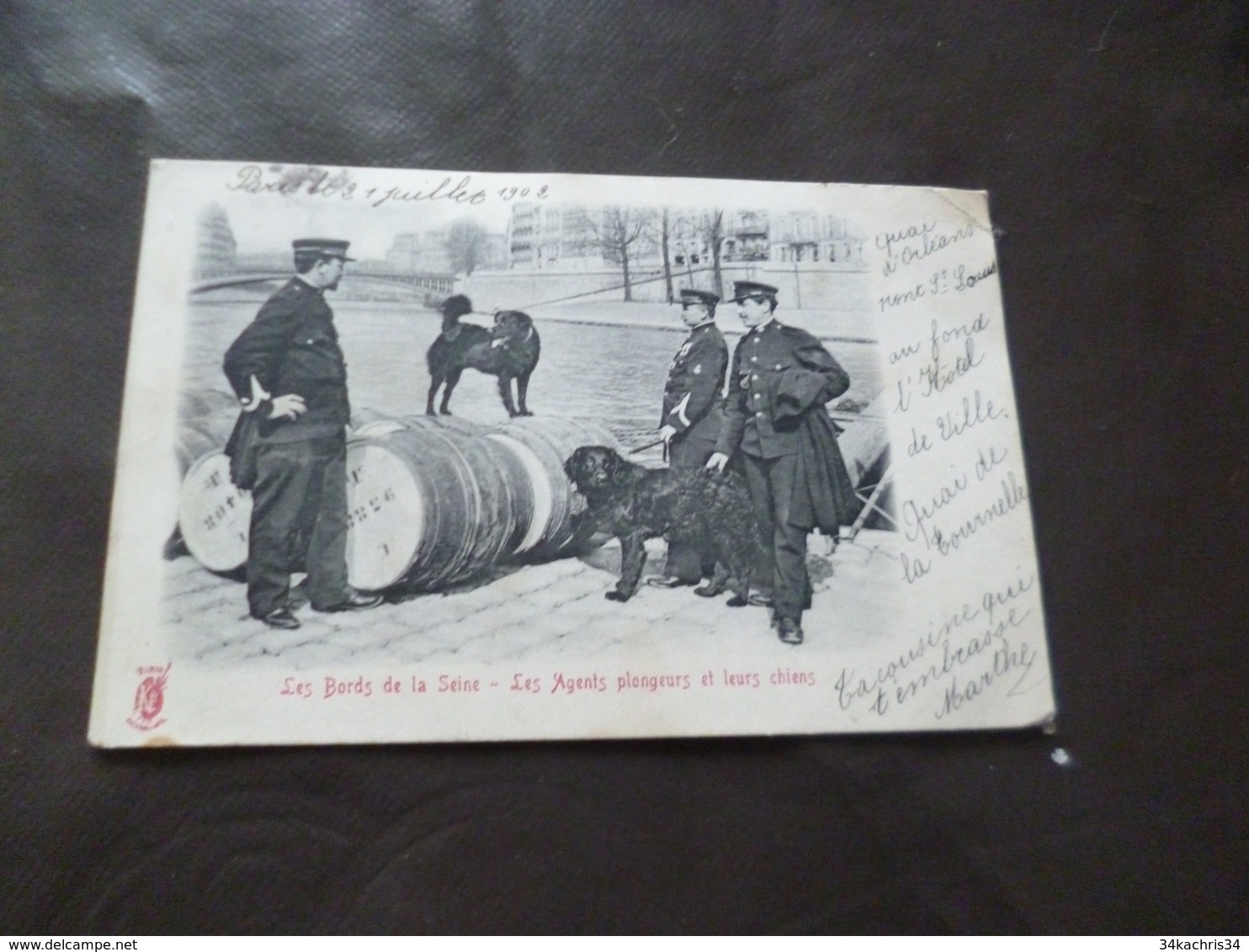 CPA 75 Paris Les Bords De La Seine Les Agents Plongeurs Et Leurs Chiens 1902 Tachée Sinon BE - Straßenhandel Und Kleingewerbe