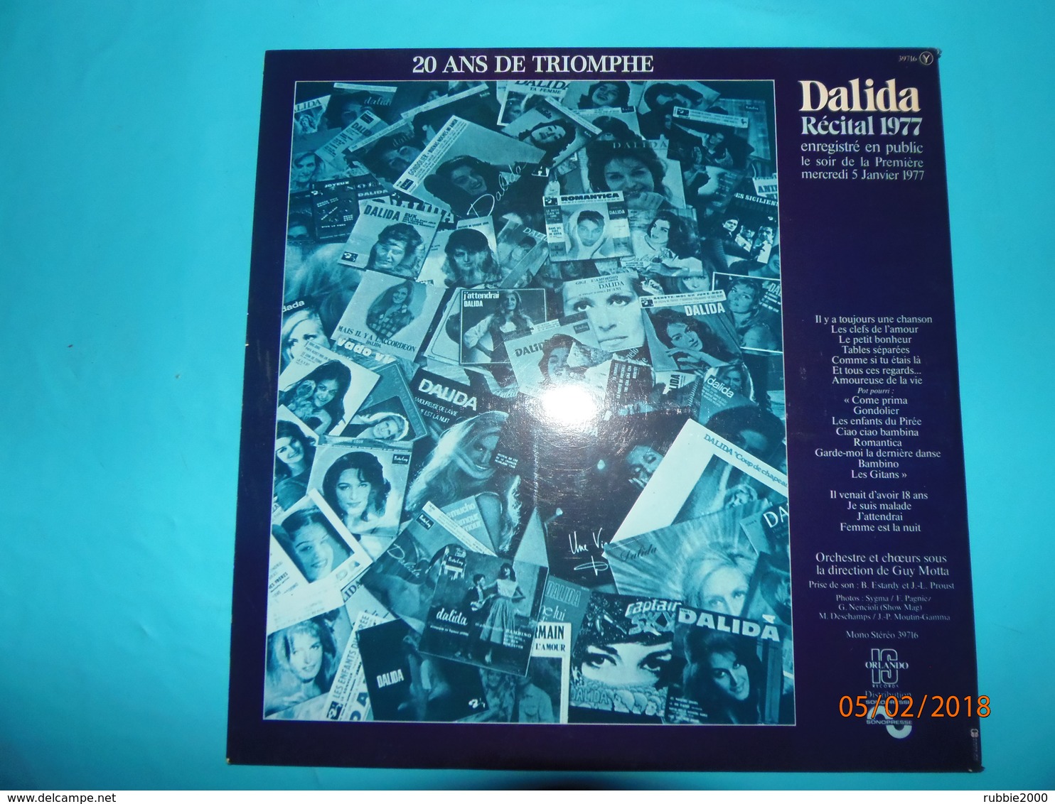 DALIDA RECITAL 1977 OLYMPIA ENREGISTRE EN PUBLIC LE MERCREDI 5 JANVIER 1977 DISQUE 33 TOURS ORLANDO - Disco, Pop