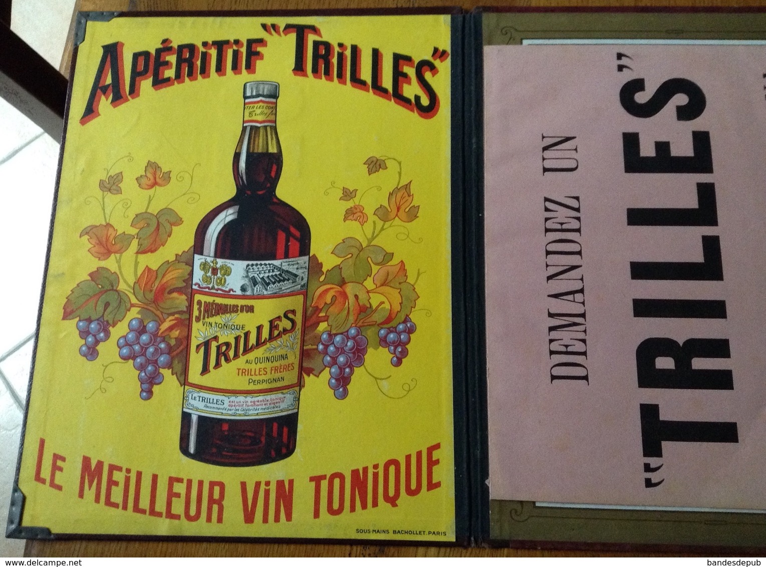 Sous Main  TRILLES Buvard Publicitaire Publicité Vin Apéritif Banyuls Perpignan - Targhe Di Cartone