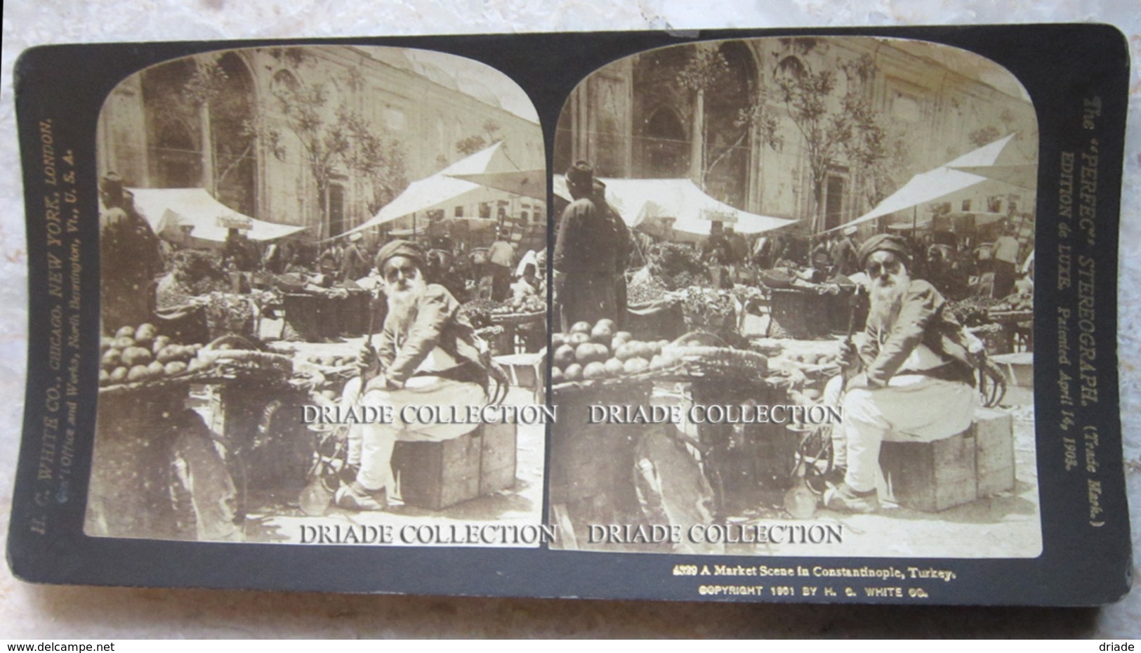 FOTOGRAFIA STEREOSCOPICA MARKET SCENE IN CONSTANTINOPLE TURCHIA TURKEY ANNO 1901 - Stereoscopes - Side-by-side Viewers