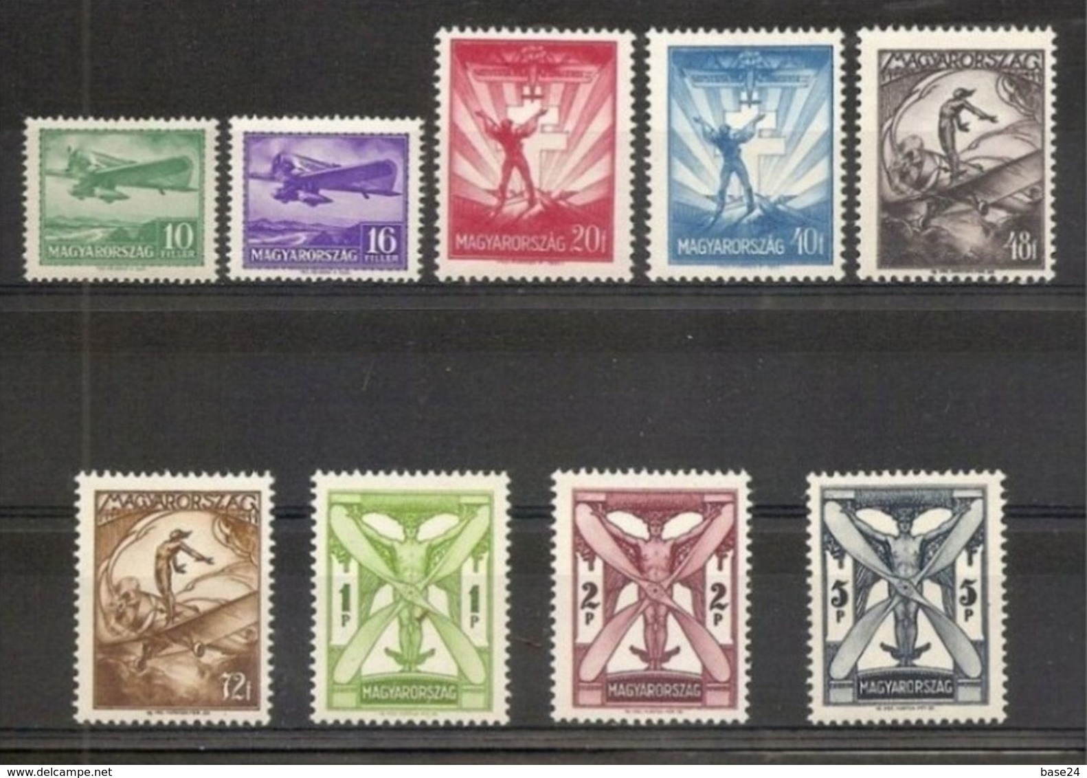 1933 Ungheria Hungary AEREA SOGGETTI VARI  AIRMAIL Serie Di 9v. (A26/34) MLH* - Nuovi