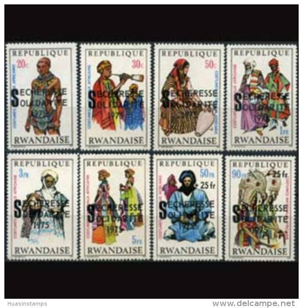 RWANDA 1975 - Scott# 693-8+B2-3 Costumes Opt. Set Of 8 MNH - Nuevos