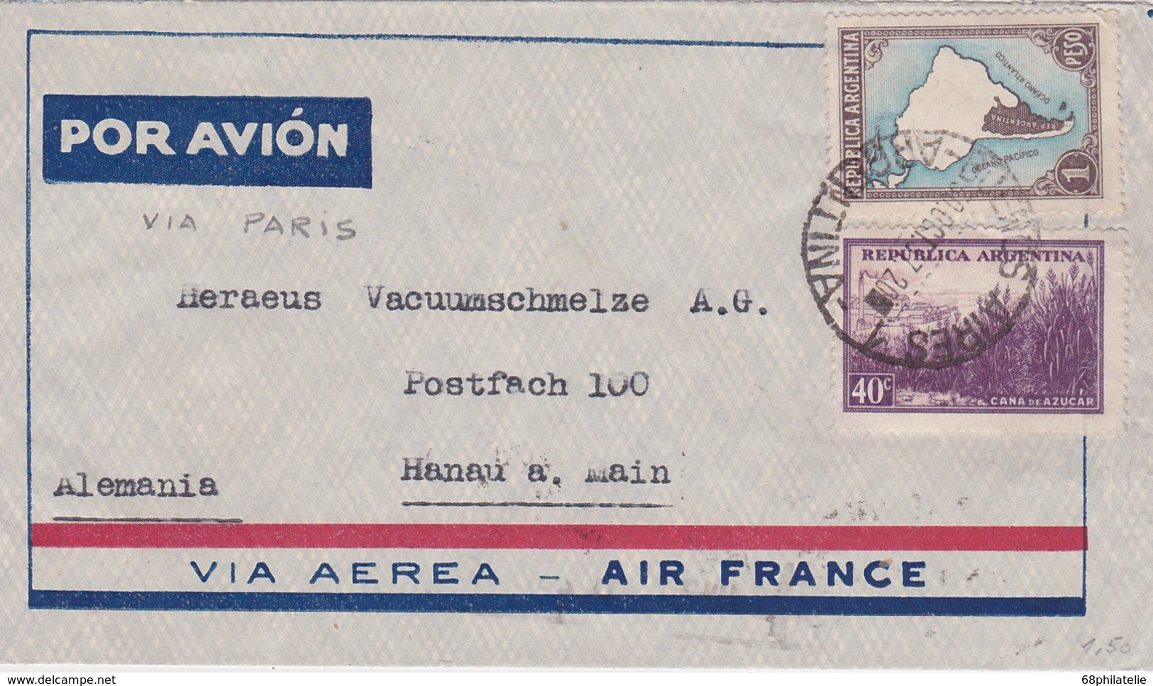 ARGENTINE 1937 PLI AERIEN DE BUENOS AIRES POUR HANAU - Lettres & Documents