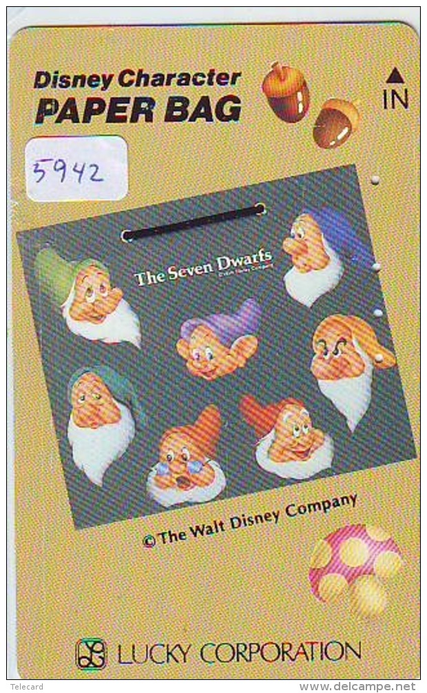 Télécarte Japon DISNEY / 110-011 * CHARACTER * PAPER BAG * THE SEVEN DWARFS (5942) Phonecard JAPAN * CINEMA TELEFONKARTE - Disney