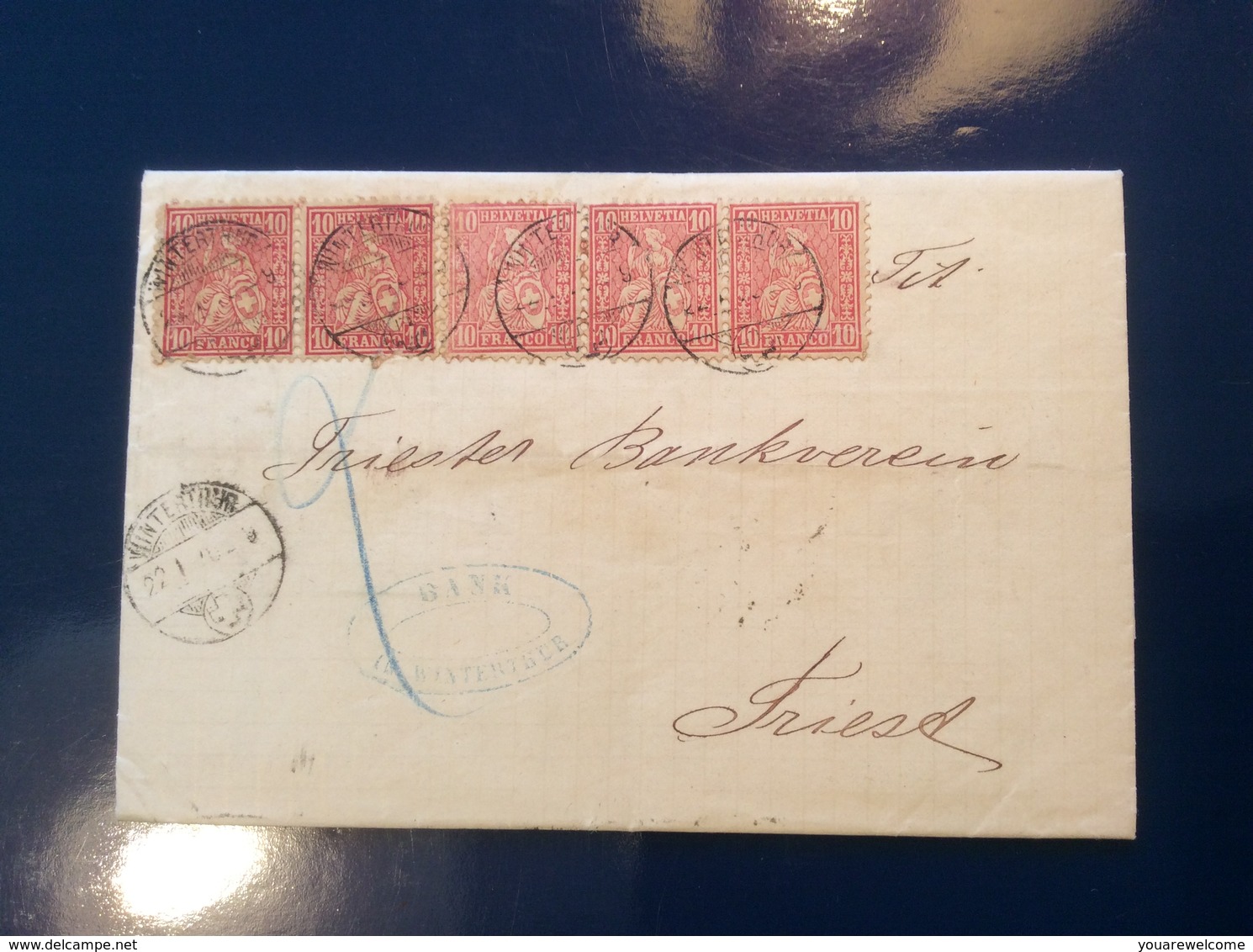 WINTERTHUR 1873 Bank Brief Sitzende Helvetia > TRIEST, Österreich (Schweiz Suisse Lettre Cover Brief - Briefe U. Dokumente