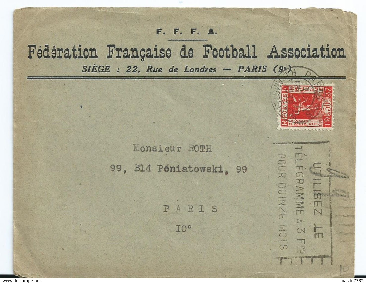 1936 France Fédération Francaise De Football Association,voetbal,soccer - Covers & Documents