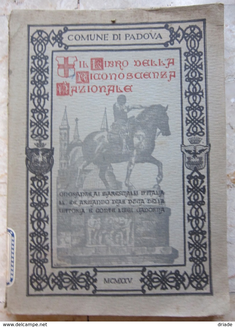 LIBRO DELLA RICONOSCENZA NAZIONALE ONORANZE MARESCIALLI ARMANDO DIAZ E CONTE LUIGI CADORNA PADOVA ANNO 1927 - Guerre 1939-45