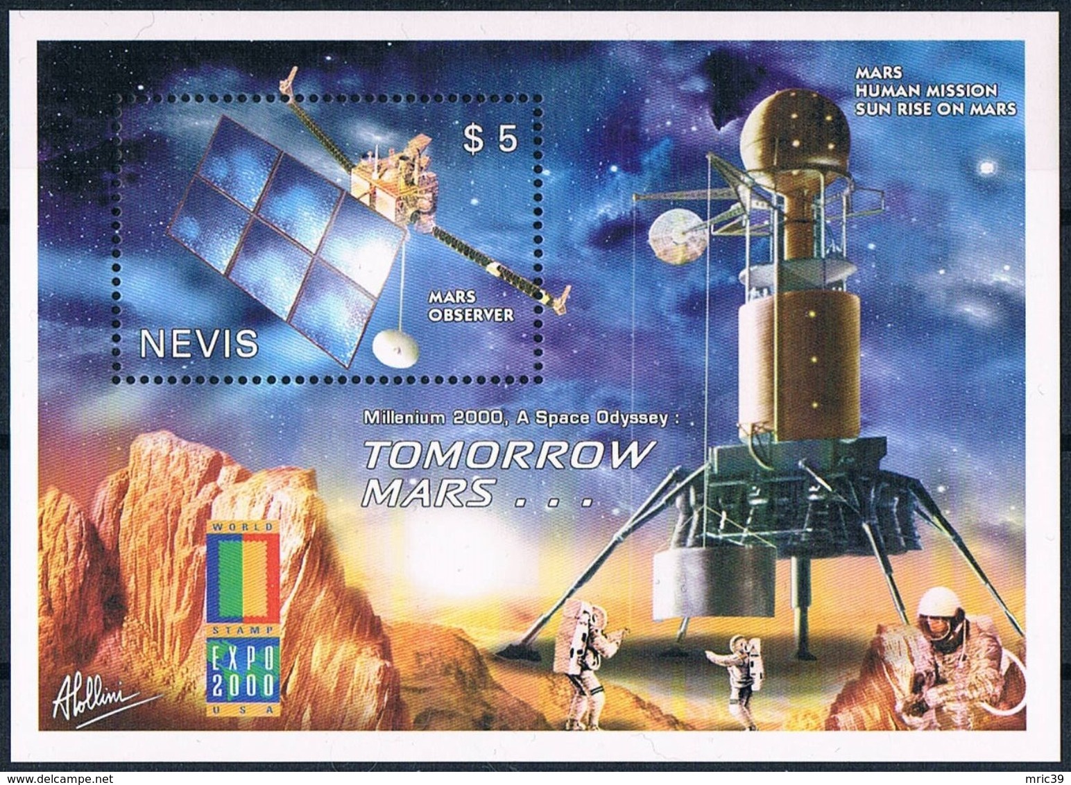 Bloc Sheet Espace Space Neuf MNH ** Nevis 2000 - Oceania