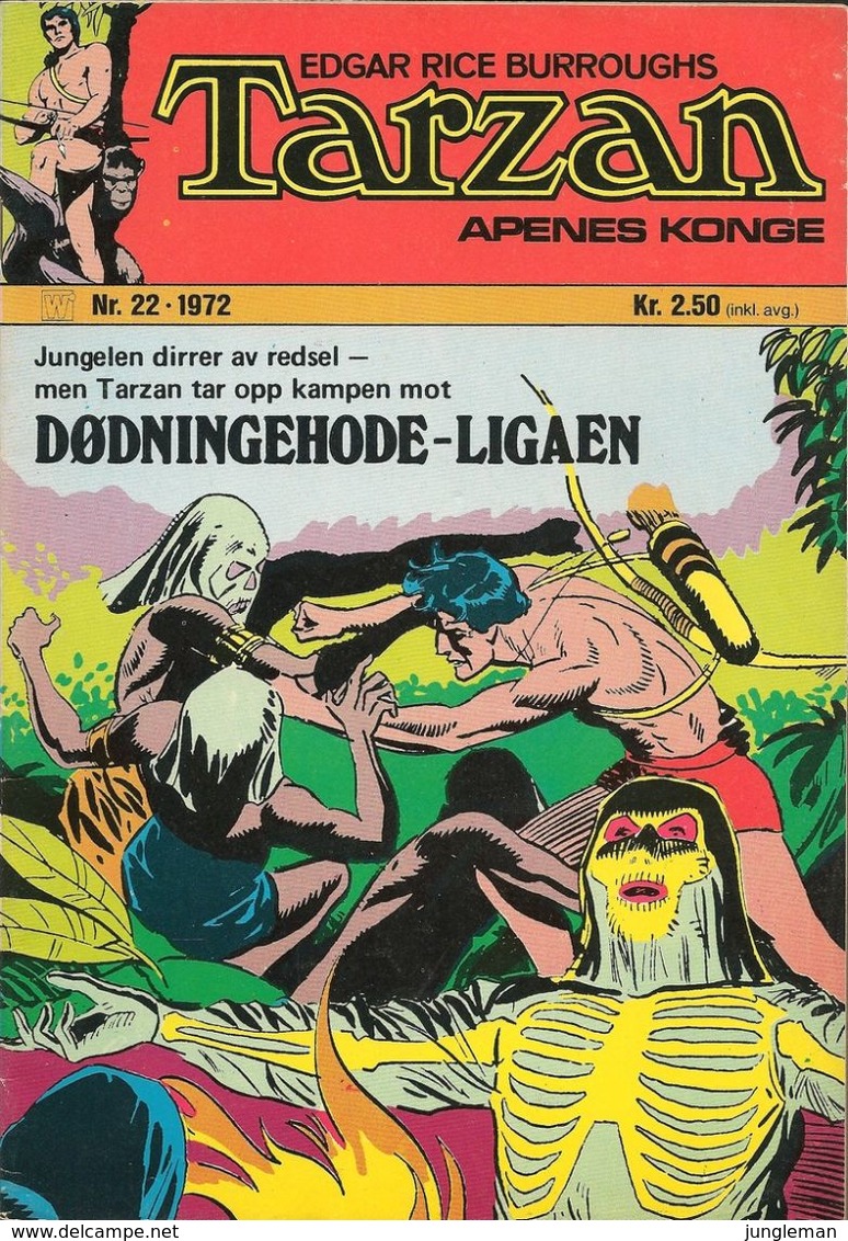 Tarzan Apenes Konge N° 22 – Dødningehode-ligaen (in Norwegian) Williams Forlag Oslo - Oktober 1972 - Limite Neuf - Idiomas Escandinavos