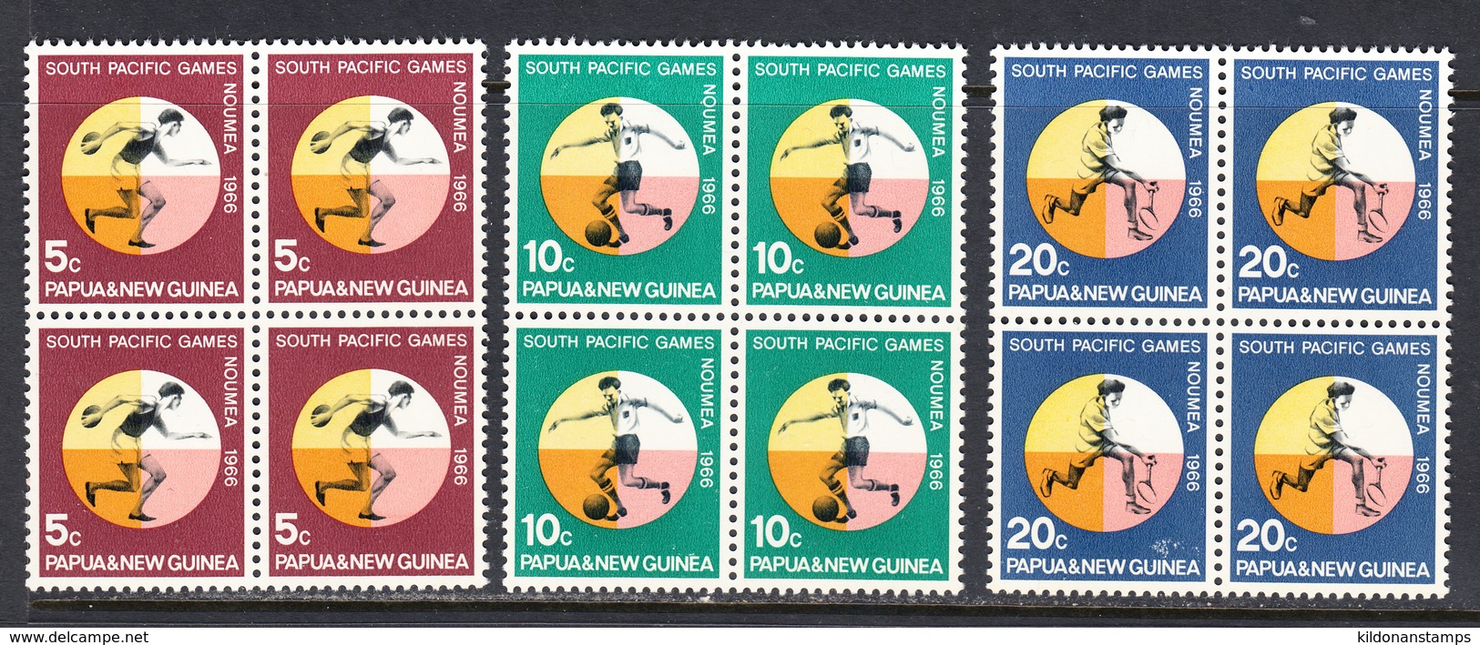Papua New Guinea 1966 Mint No Hinge, Blocks, Sc#  225-227, SG , Mi 99-101 - Papouasie-Nouvelle-Guinée
