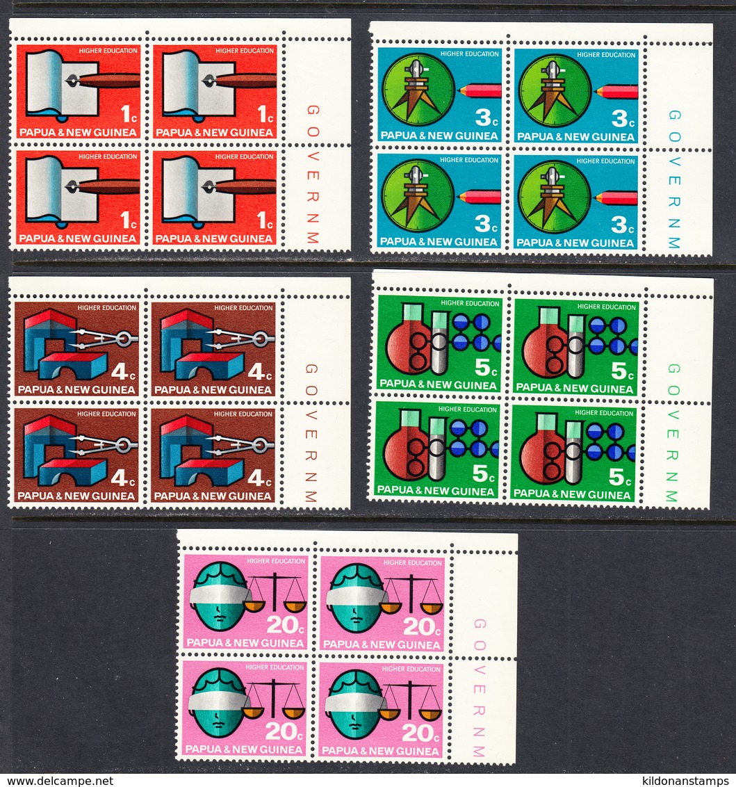 Papua New Guinea 1967 Mint No Hinge, Blocks, Sc#  232-236, SG 104-108 , Mi 106-110 - Papua Nuova Guinea