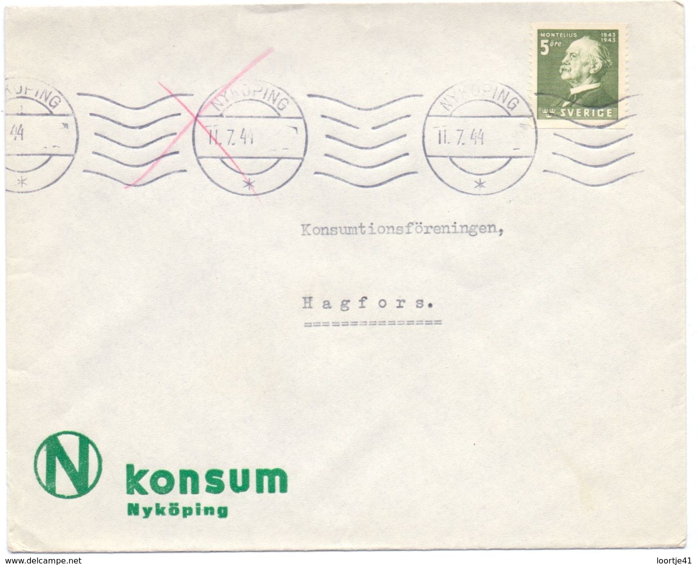 Enveloppe Kuvert - Pub Reklam Konsum Nykoping - Till Hagfors Sverige Zweden 1944 - Postal Stationery