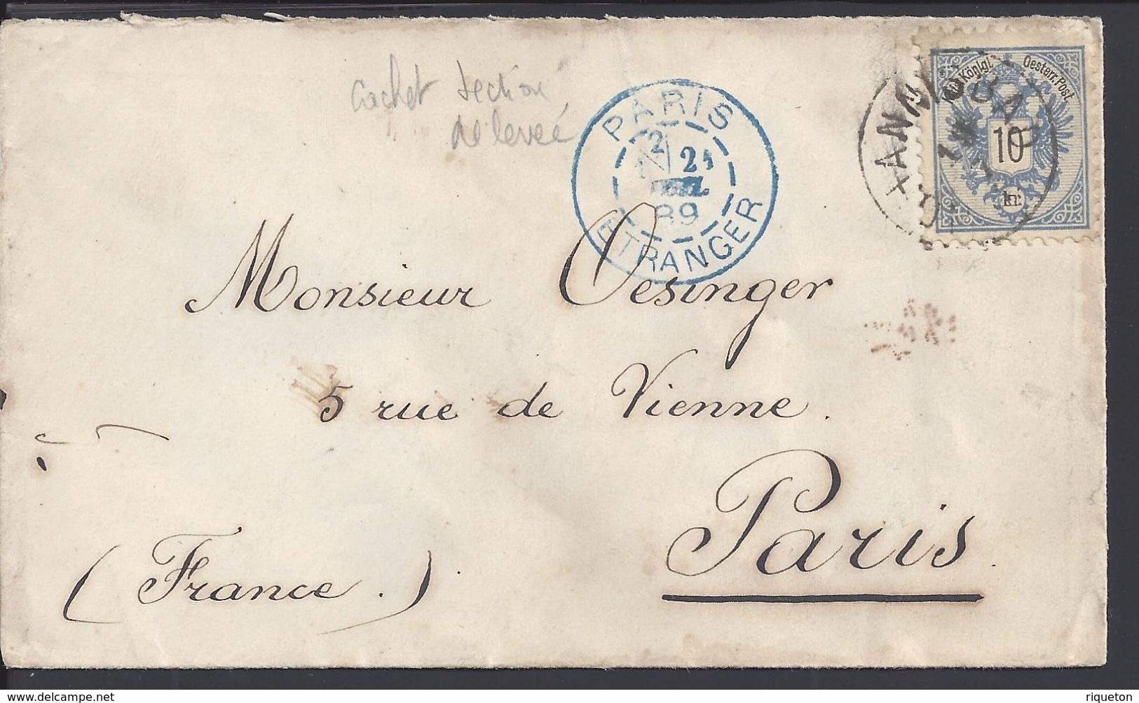 ALLEMAGNE - 1889 - Timbre 10 Kr Sur Enveloppe De Johannisbad Pour Paris - B/TB - - Storia Postale