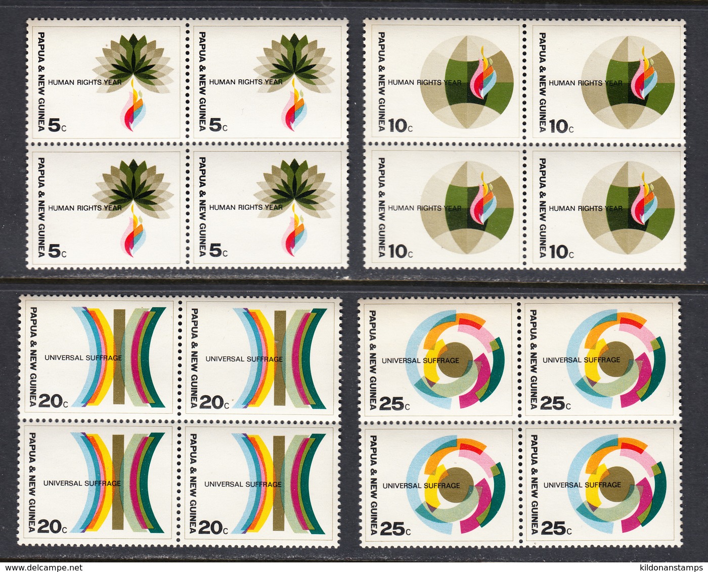 -Papua New Guinea 1968 Mint No Hinge, Blocks, Sc#  261-264, SG 133-136 ,Mi 135-138 - Papua New Guinea