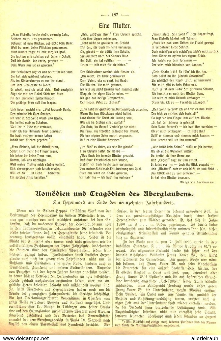 Komödien Und Tragödien Des Aberglaubens  / Artikel, Entnommen Aus Zeitschrift / 1910 - Bücherpakete