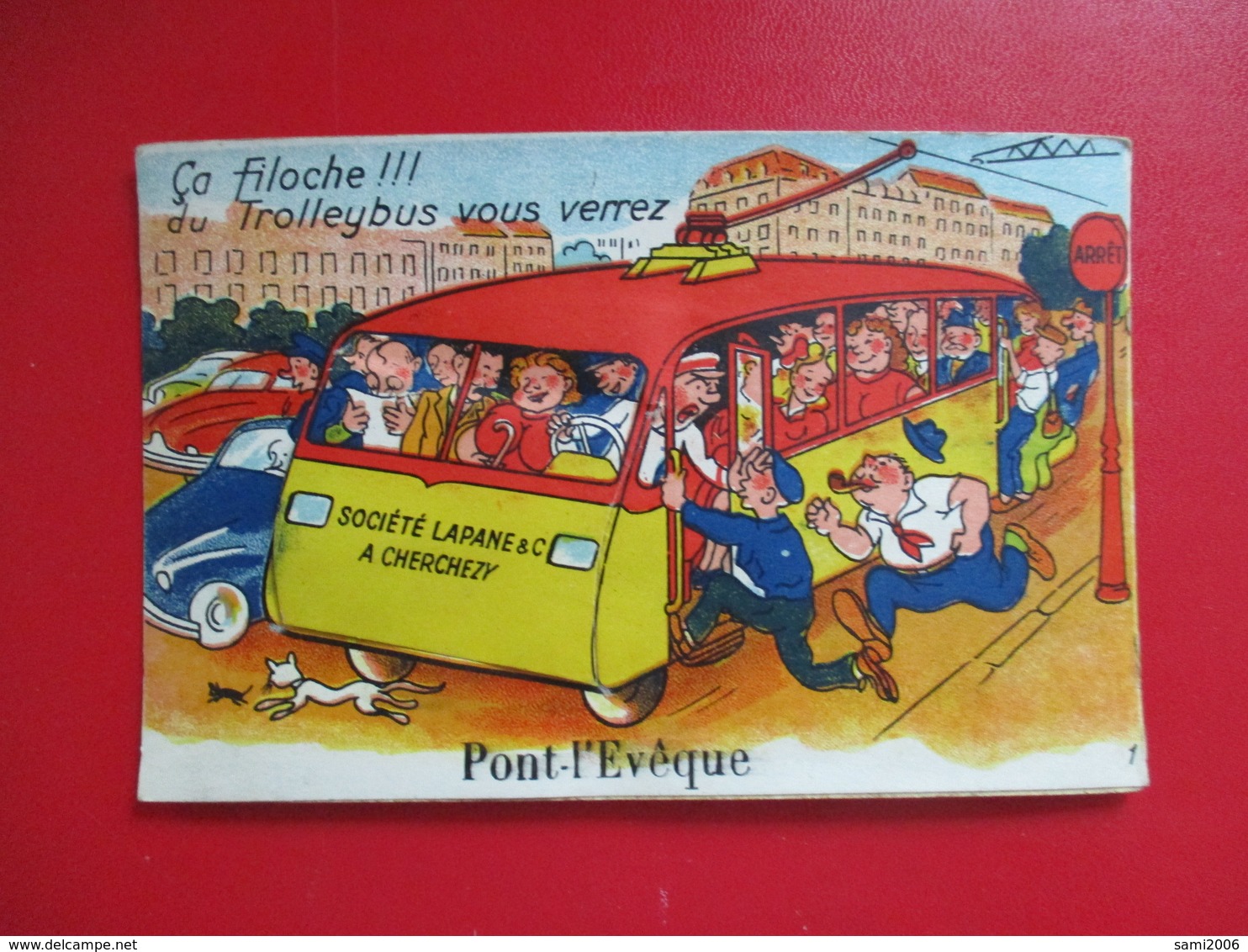 CPA 14 PONT L'EVEQUE  FANTAISIE A SYSTEME TROLLEYBUS - Pont-l'Evèque