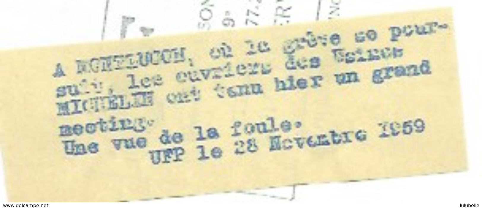 03 - MONTLUCON - GREVE DES OUVRIERS DE MICHELIN - PHOTO PRESSE 25.11.59 - Autres & Non Classés