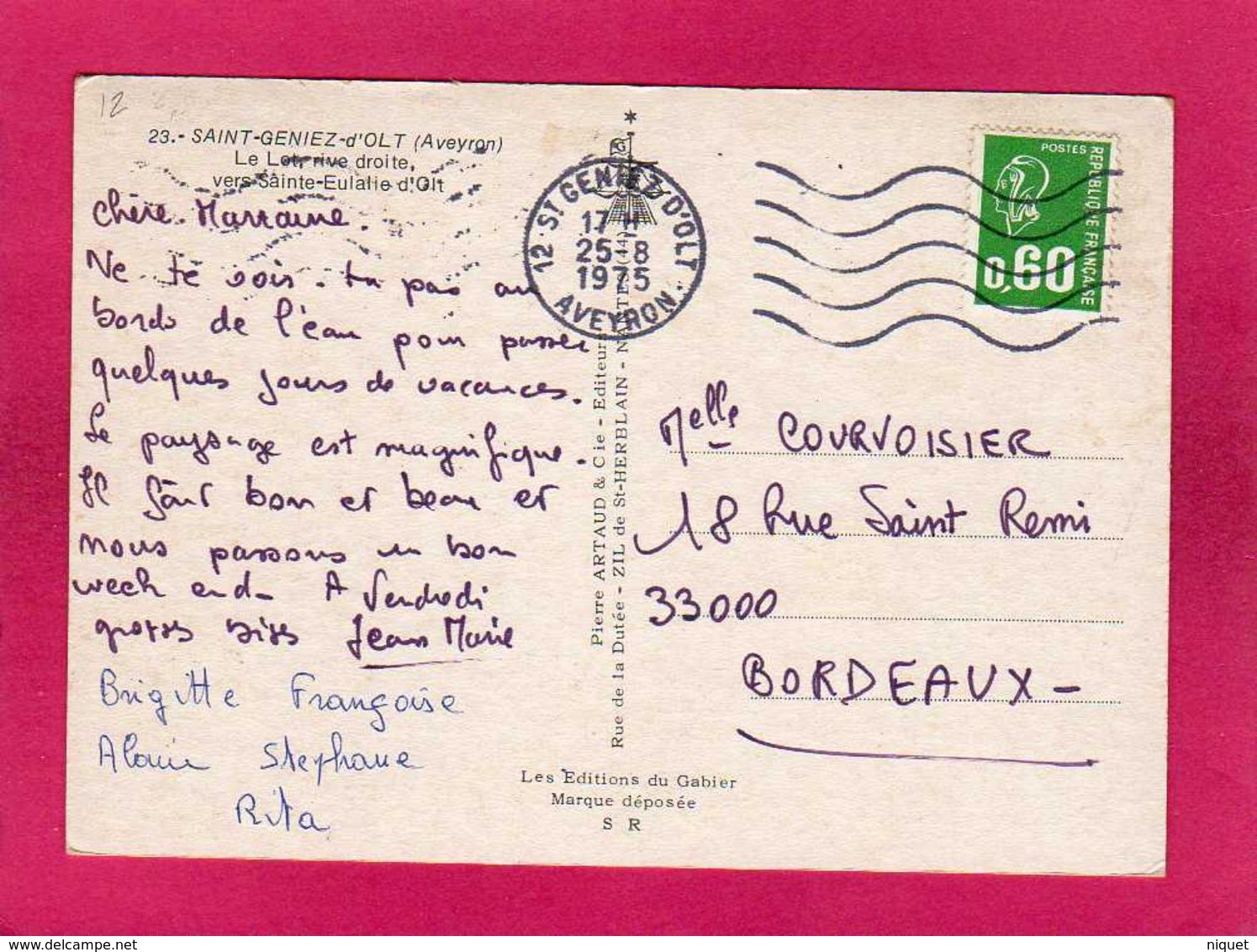 12 Aveyron, Saint-Geniez-d'Olt, Le Lot, Rive Droite, Vers Ste-Eulalie, 1975, (P. Artaud) - Autres & Non Classés