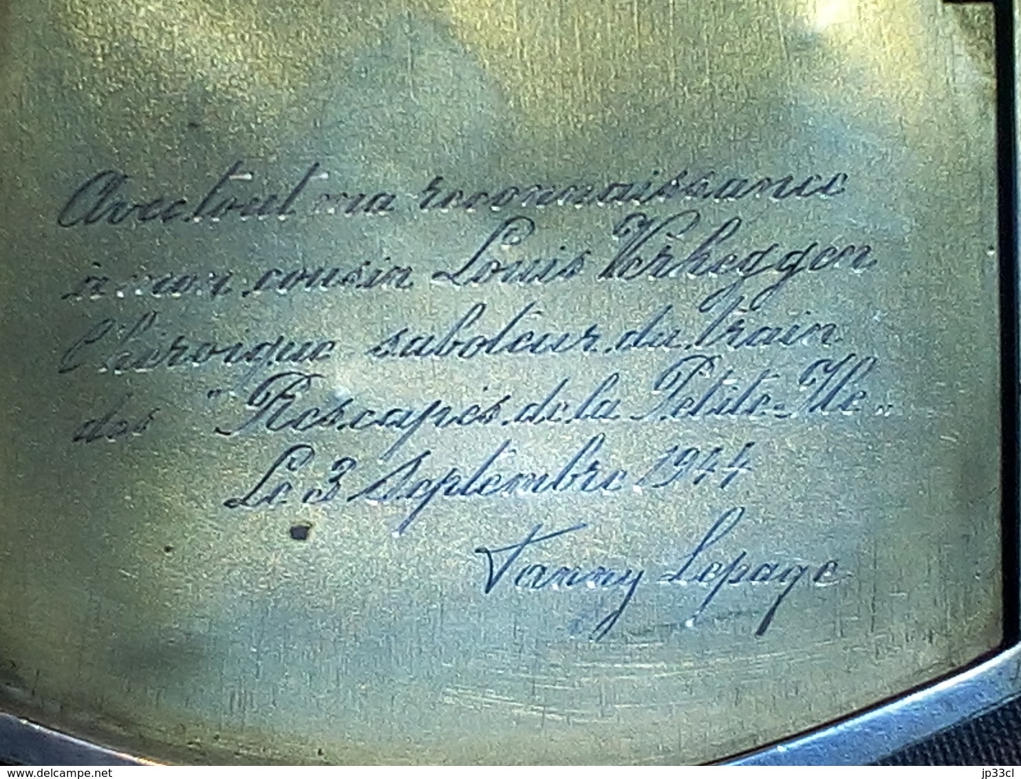 Trazegnies Rare Souvenir De Guerre 40/45 En L'honneur De Louis Verheggen Saboteur Du Train Des Rescapés De La Petite Île - 1939-45