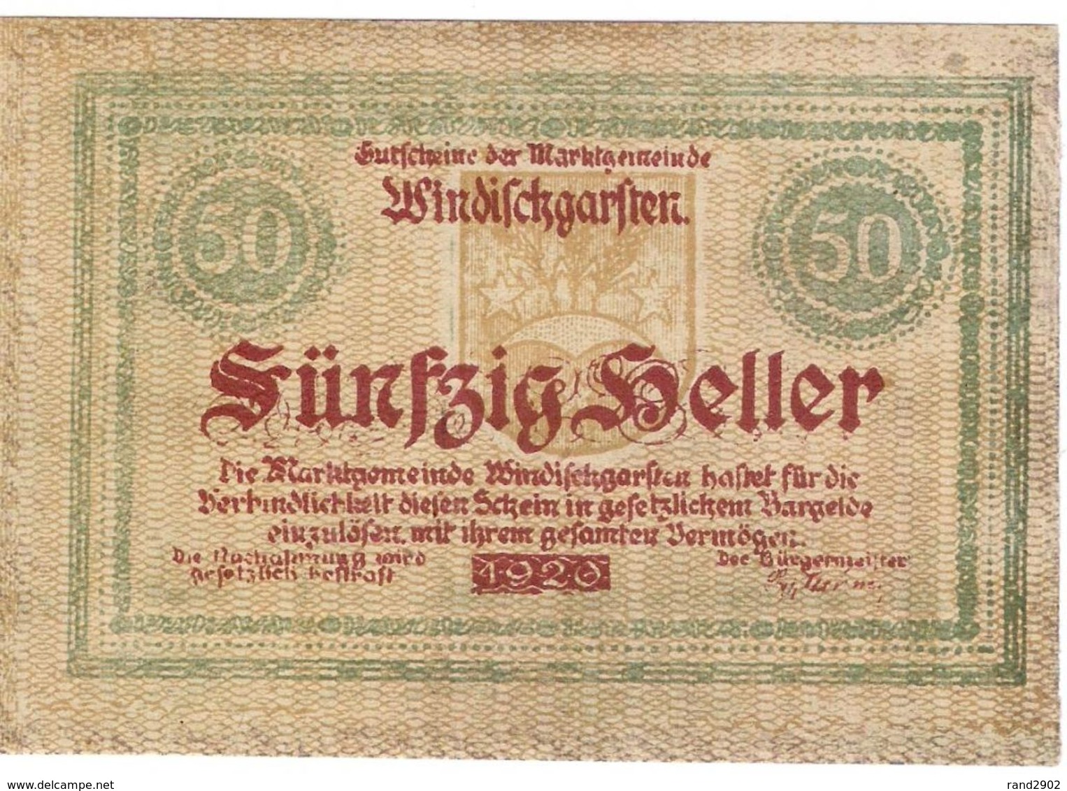 Österreich Austria Notgeld 50 FS1245IIa WINDISCHGARSTEN /231M/ - Oesterreich