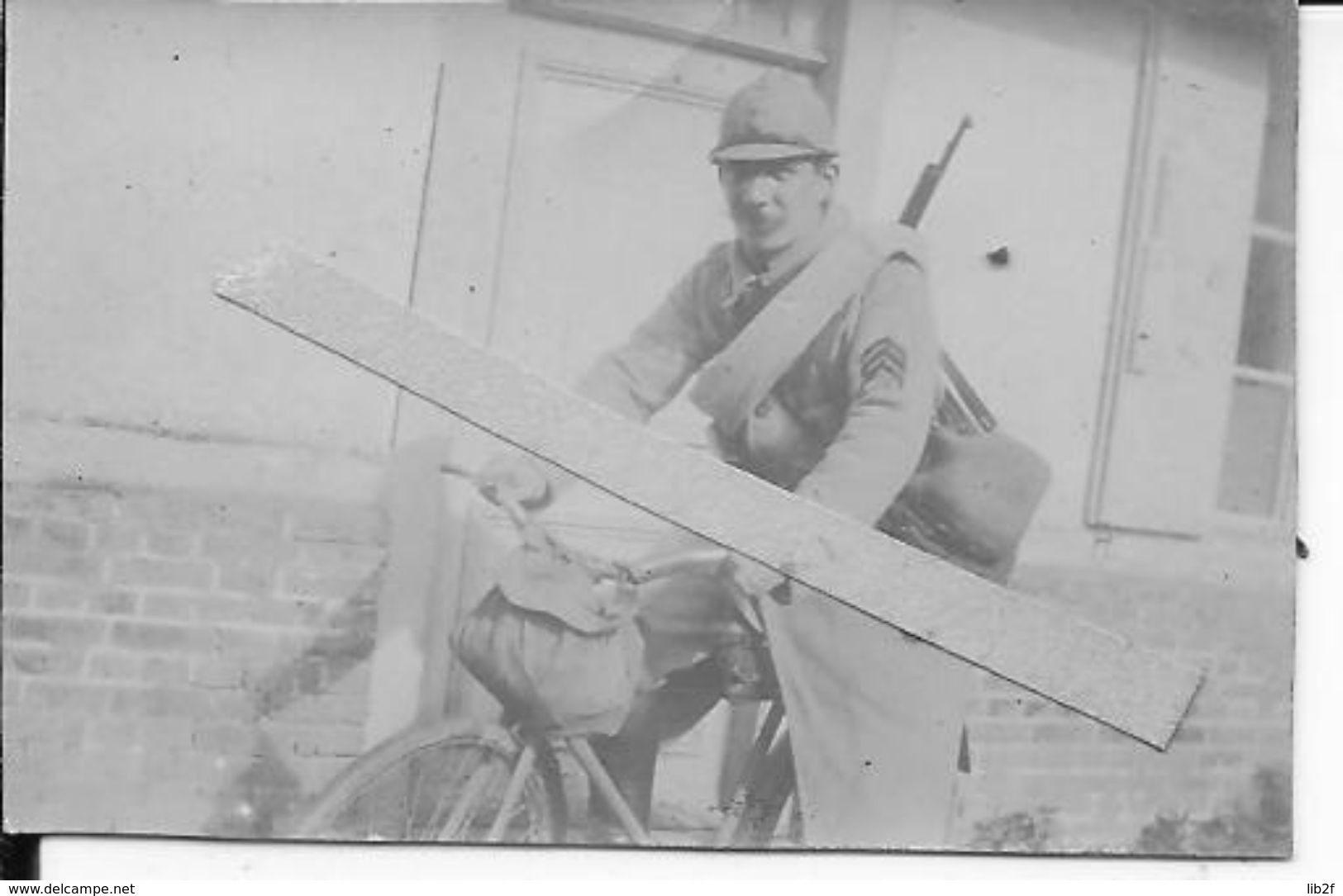 1916 Somme Sous Officiers Français Cycliste Avec équipement 1 Photo Ww1 1wk 14-18 - War, Military