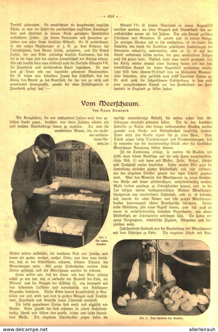 Vom Meerschaum. / Artikel, Entnommen Aus Zeitschrift / 1910 - Bücherpakete