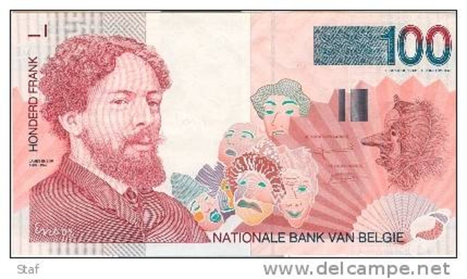 Belgique Belgie : 100 Francs ETAT NEUF - PAS PLIE - NIEUW - NIET GEPLOOID - Ensor - 100 Francs