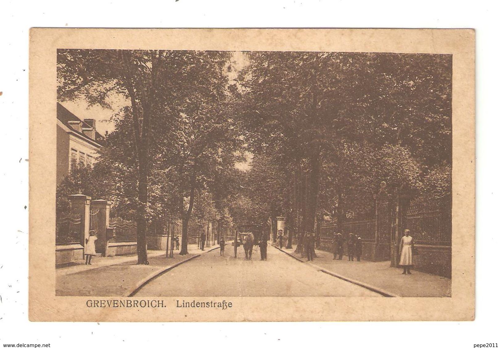 CPA ALLEMAGNE - GREVENBROICH - Lindenstrasse Animation Attelage 1919 - Grevenbroich