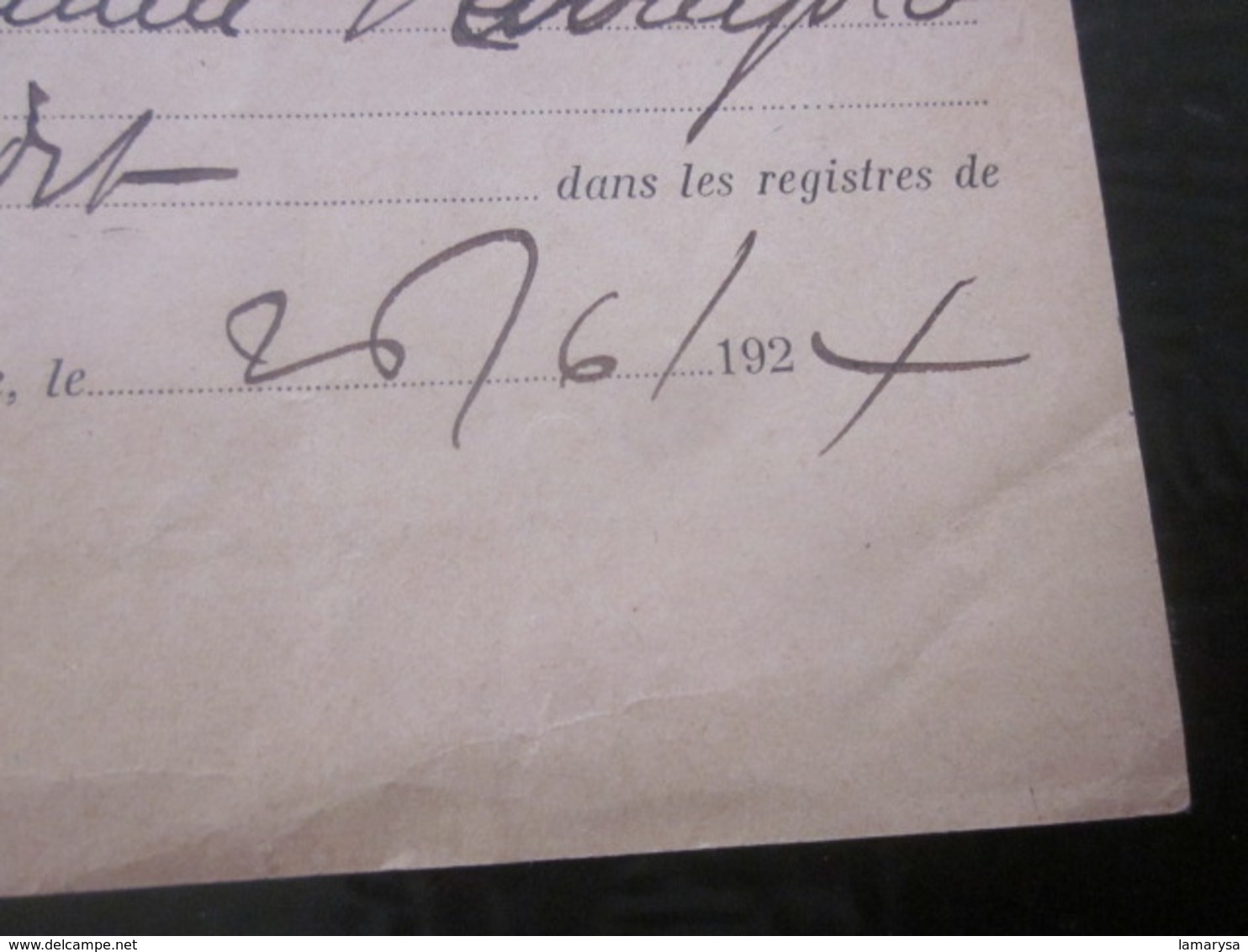 1924 Extrait Note Acte De Naissance En 1884 Ferajolo Registre état Civil Manuscrit Mairie De Marseille BDR - Historical Documents