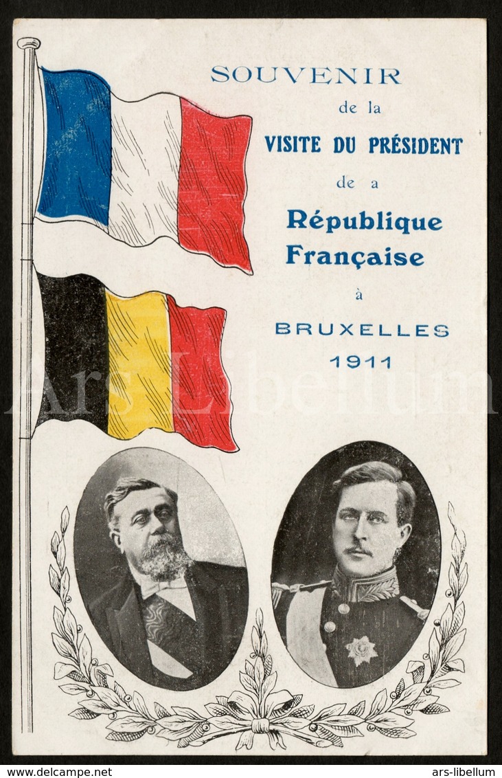 Postcard / ROYALTY / Belgique / Roi Albert I / Koning Albert I / Président Armand Fallières / France / Bruxelles 1911 - Hommes Politiques & Militaires