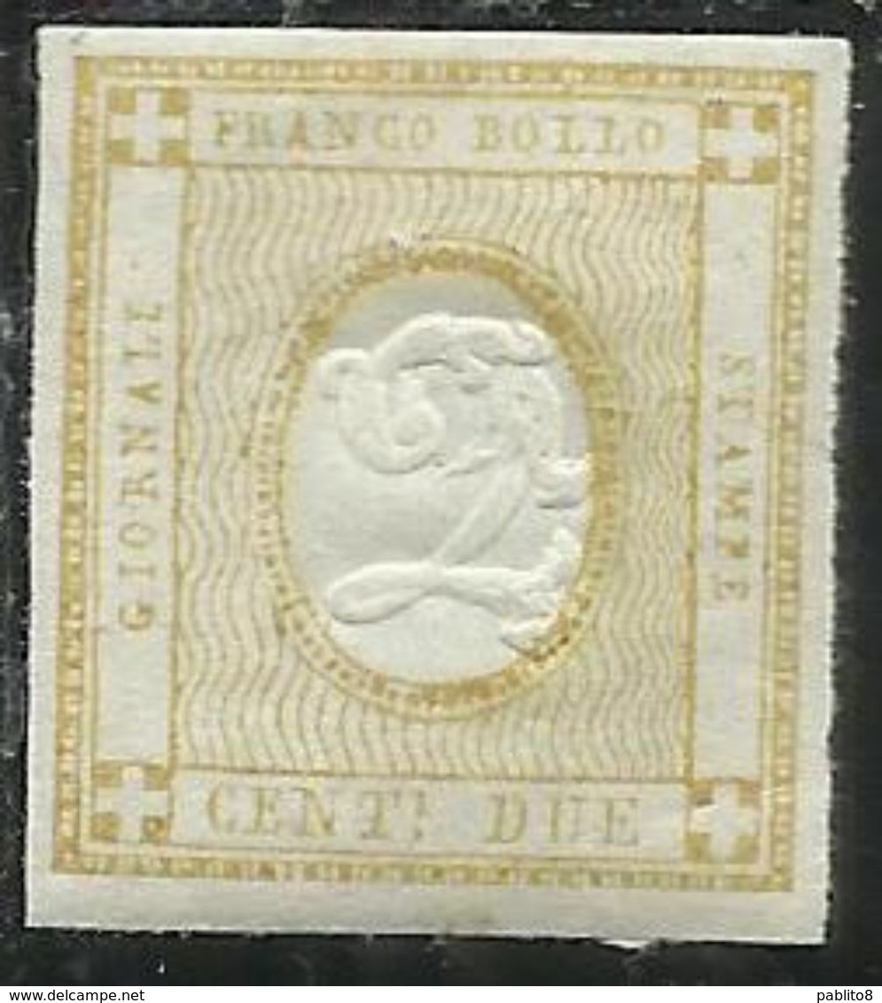 ITALIA REGNO ITALY KINGDOM 1862 CIFRA NUMERAL CENTESIMI 2c GIALLO MNH FIRMATO SIGNED - Mint/hinged