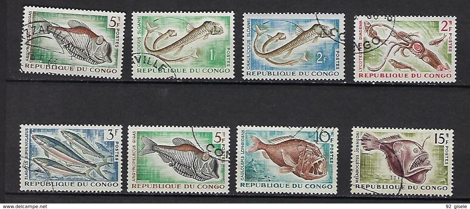 Congo YT 142 à 147A " Poissons Et Céphalopode " 1961-64 Oblitéré - Afgestempeld