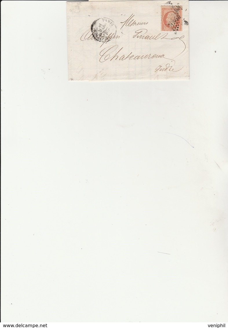 LETTRE AFFRANCHIE N° 23 -CAD PARIS 1867 -LETTRE ENTETE : THELIER ET HENROTTE- BANQUE - COTE : 20 € - 1849-1876: Periodo Classico