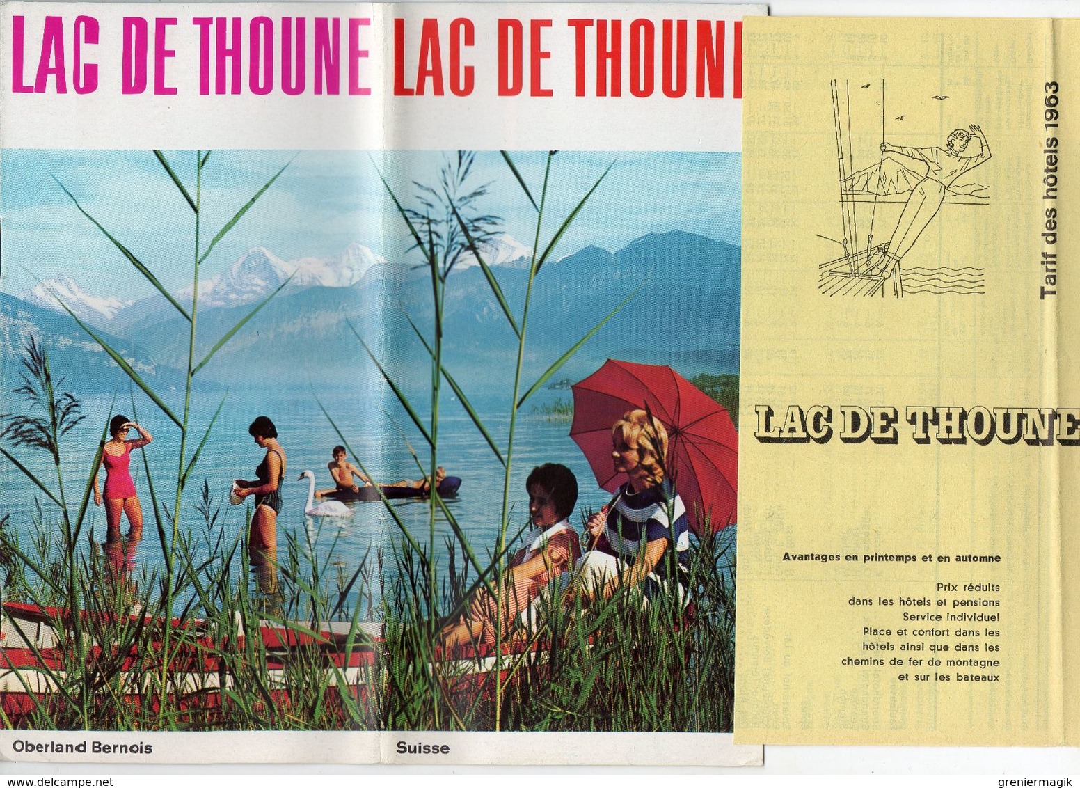Lac De Thoune 1963 Dépliant Touristique Carte L. Koller + Liste Des Hôtels - Suisse Oberland Bernois - Schweiz - Dépliants Touristiques